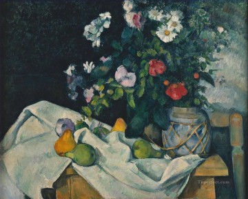  flores obras - Naturaleza muerta con flores y frutas Paul Cezanne